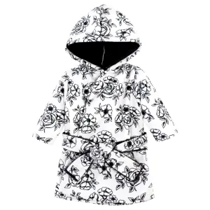 Hudson Baby Mink with Faux Fur Lining Pool and Beach Robe Cover-ups, Black Toile