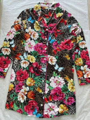 Johnny Was SANDRA LONG SLEEVE SHIRT Floral Sleepshirt New