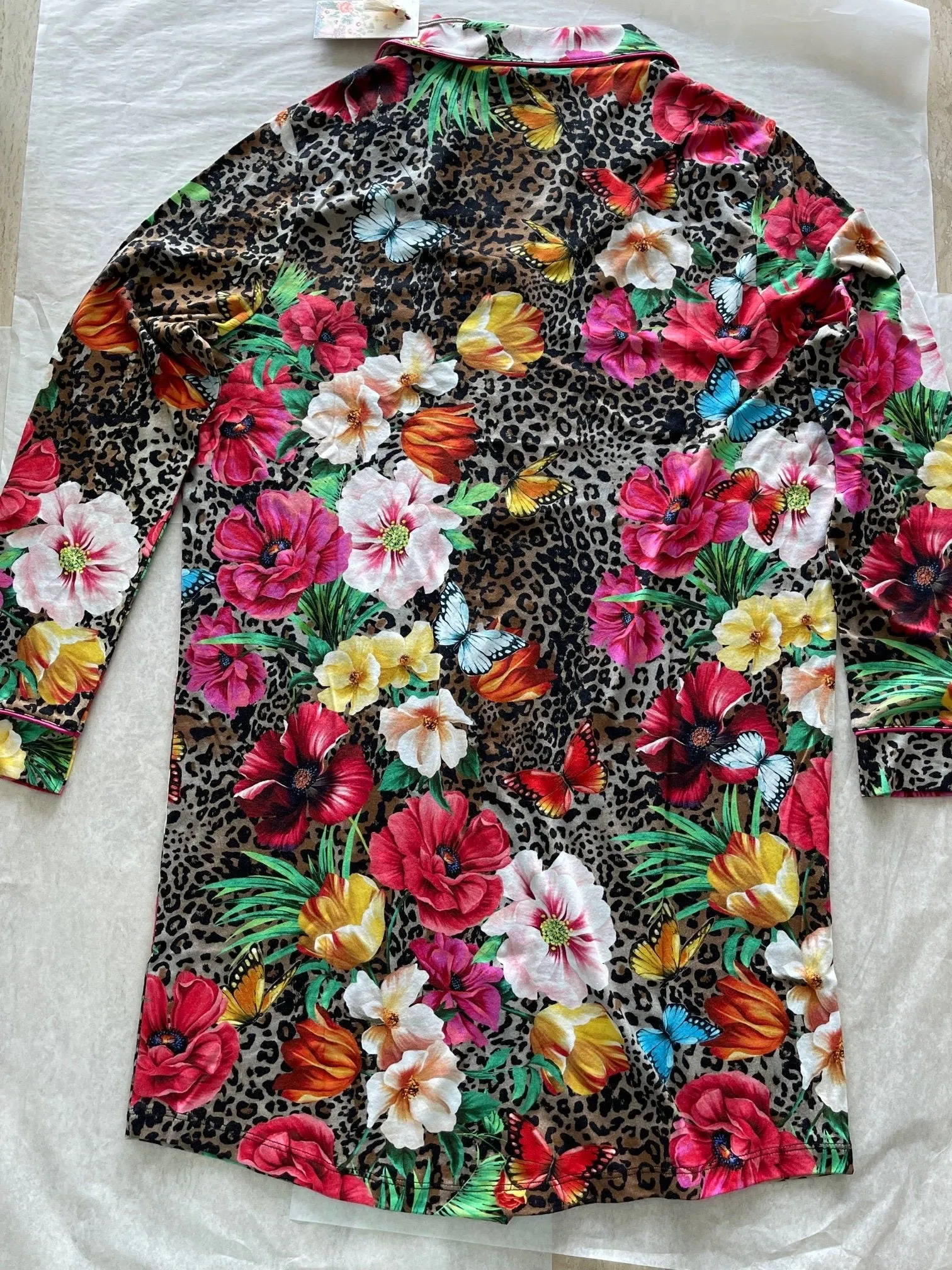 Johnny Was SANDRA LONG SLEEVE SHIRT Floral Sleepshirt New