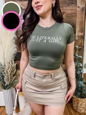 Just A Girl Stretch Baby Tee