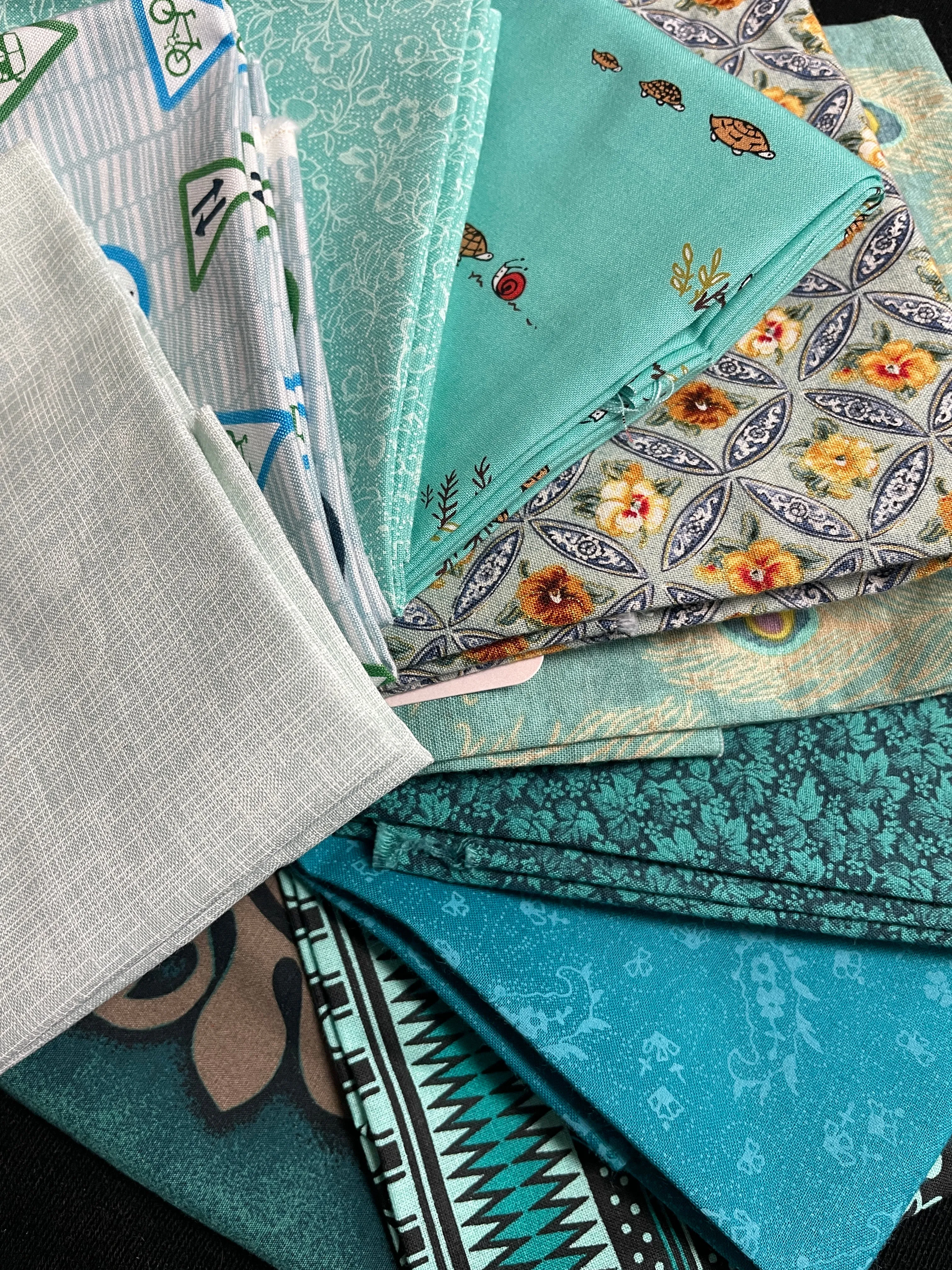 Quilting Cotton Mystery Fat Quarter Bundle - Aquas